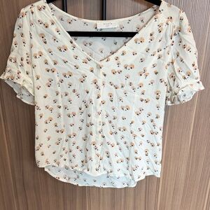 Elodie White Floral V-Neck Blouse